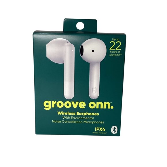Groove Onn Wireless Earphones 1PX4 White 22 Hrs of Playtime New In Sealed Box - Picture 1 of 3